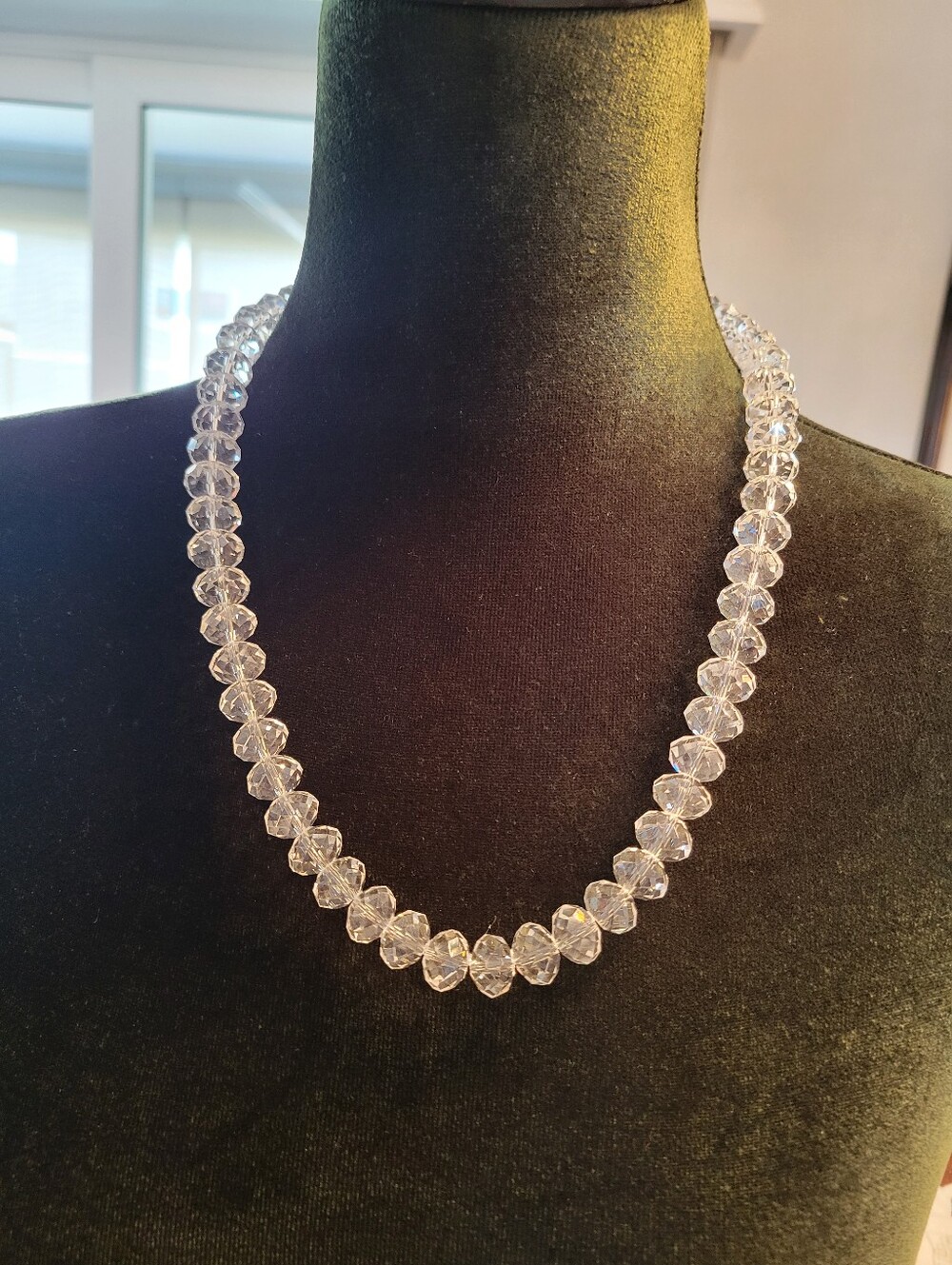 Vintage Faceted Clear Crystal 20" Necklance.